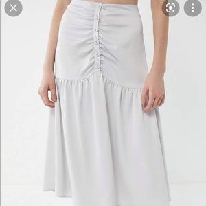 NWT Urban Outfitters Button Front Ruched Midi Skirt, XS
